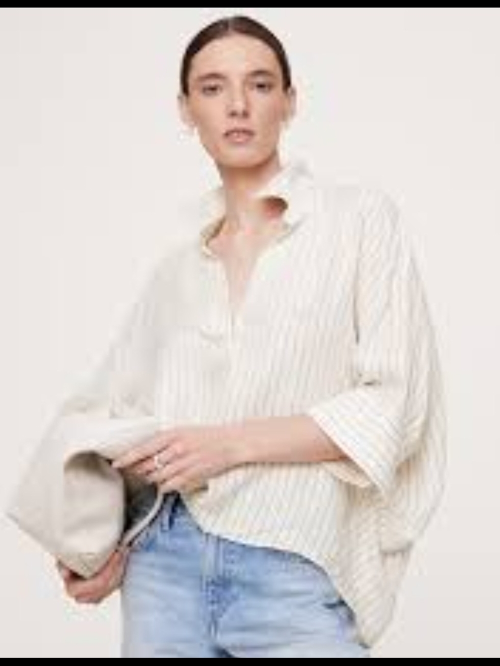 Banana Republic Oversized Twill Striped Popover